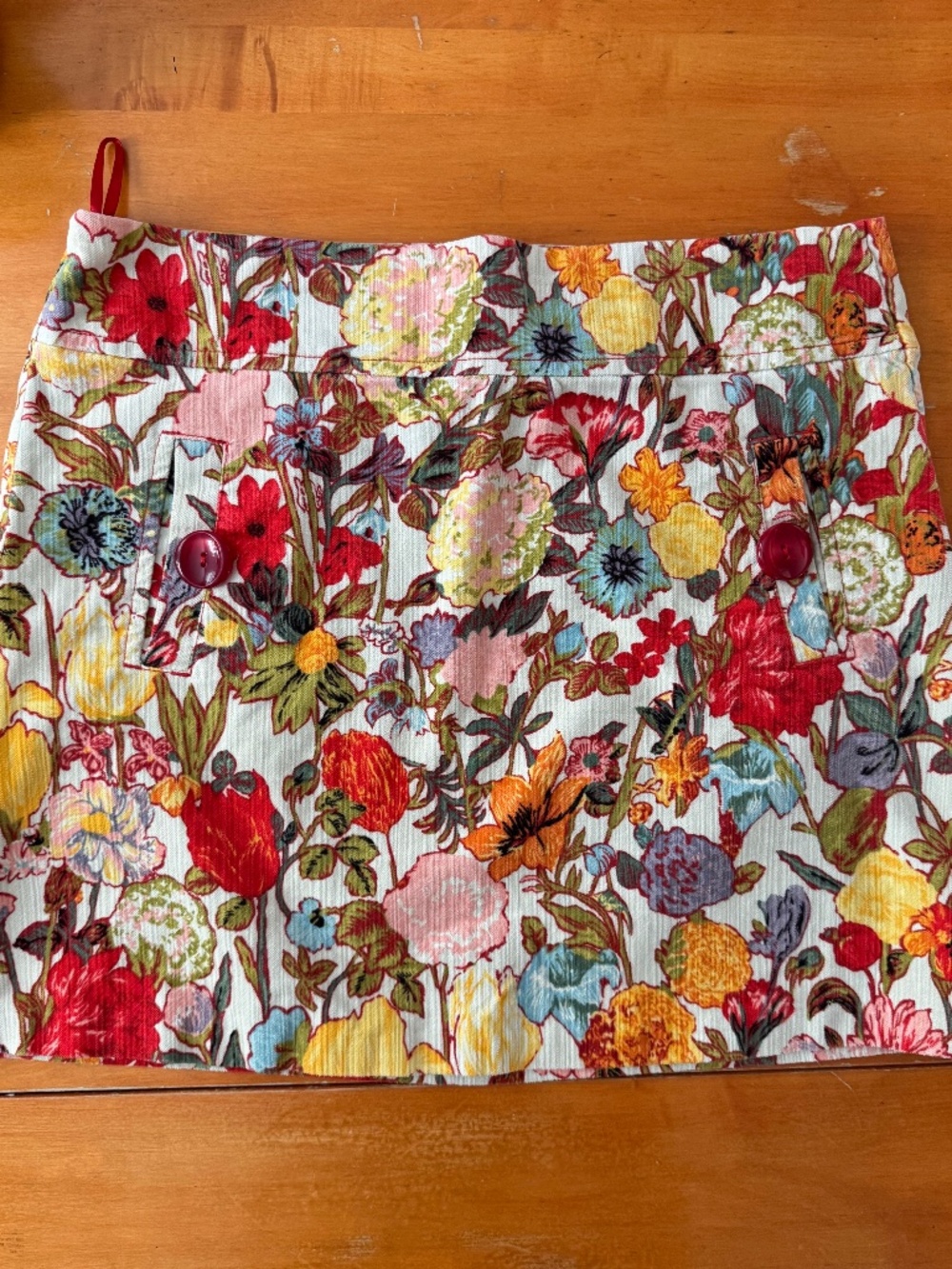 Anthropologie Elevenses Floral Mini Skirt Size 12 Cotton Stretch Garden Print